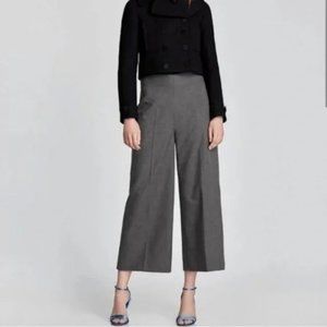 Zara Gray Herringbone High Waist Wide Leg Culottes